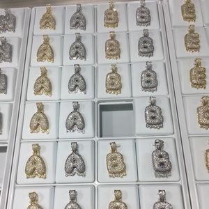 Gold Plated A-Z Drop Bubble Letter Initial wChain